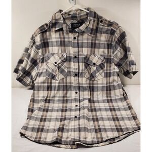 Vertical‎ Sport Men Short Sleeve Button-Up Casual Shirts XL Plaid